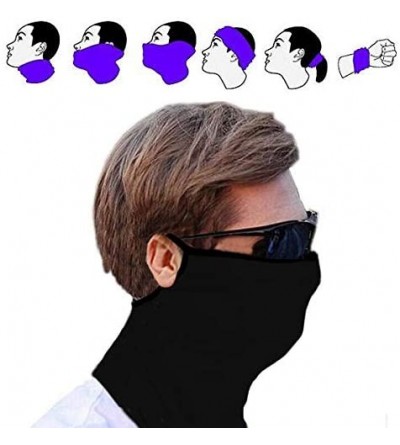 Balaclavas Face Bandana Ear Loops Face Balaclava Men Women Neck Gaiters for Dust Wind Motorcycle - 3all Black - CC1985C7YX9 $...