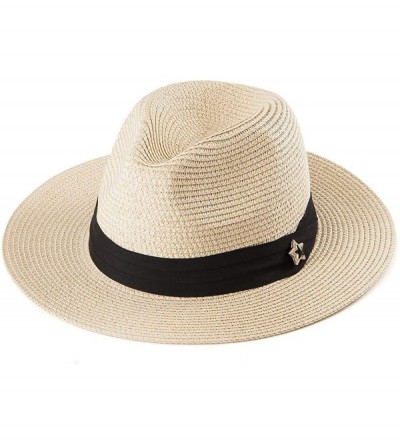 Sun Hats Straw Fedora Hats for Women - Summer Hat Womens Sun Hats Beach Hat Panama Sunhat - C918CGSCHX8 $12.37