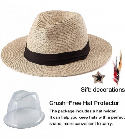 Sun Hats Straw Fedora Hats for Women - Summer Hat Womens Sun Hats Beach Hat Panama Sunhat - C918CGSCHX8 $12.37
