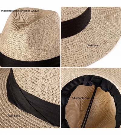 Sun Hats Straw Fedora Hats for Women - Summer Hat Womens Sun Hats Beach Hat Panama Sunhat - C918CGSCHX8 $12.37