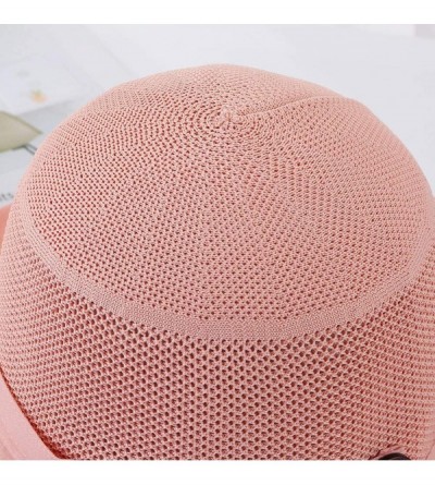 Sun Hats Women Mesh Sun Hats Summer Beach UV Protection UPF Packable Wide Brim Chin Strap - Pink - CF18RXUA0XU $13.23