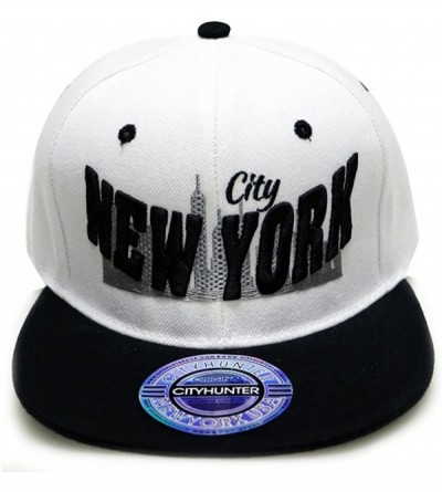 Baseball Caps City New York Snapback Caps - White/Black - CF11ULVIDAN $32.54