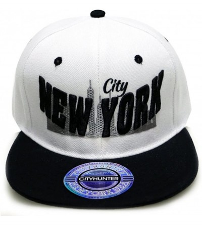 Baseball Caps City New York Snapback Caps - White/Black - CF11ULVIDAN $15.54