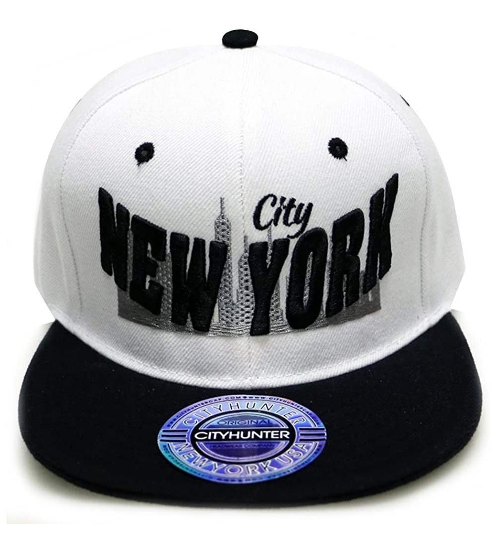 Baseball Caps City New York Snapback Caps - White/Black - CF11ULVIDAN $15.54