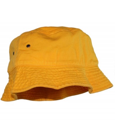Bucket Hats Simple Solid Cotton Bucket Hat - Yellow - CJ11LXK9E69 $23.41