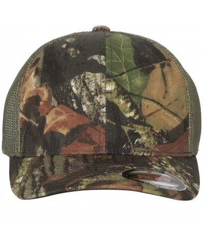 Baseball Caps Premium Original Blank Mossy Oak Stretch Mesh Trucker Cap - Mossy Oak Breakup/Olive Green - C312O2VSBTZ $11.56