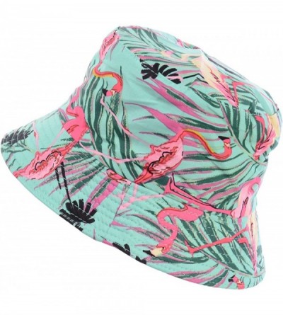 Bucket Hats Packable Reversible Black Printed Fisherman Bucket Sun Hat- Many Patterns - Wild Fuchsia Flamingo Mint - C818EE9T...