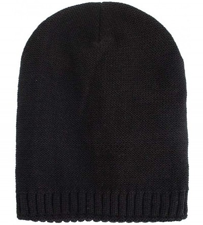 Skullies & Beanies Unisex Men Women Winter Knit Warm Hat Ski Baggy Slouchy Beanie Skull Cap - Black - C518HT8UOY4 $11.36