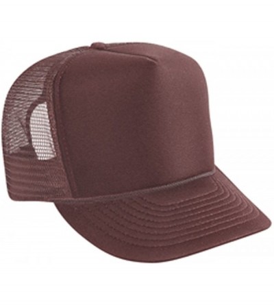 Baseball Caps Polyester Foam Front Solid Color Five Panel High Crown Golf Style Mesh Back Cap - Brown - C411TOP9A63 $9.04