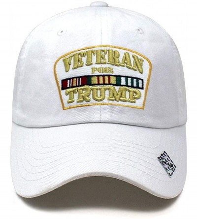 Baseball Caps Veterans for Trump Dad Hat Cotton Ball Cap Baseball Cap Hand Wash PC101 - Pc101 White - CF194692K7A $16.69
