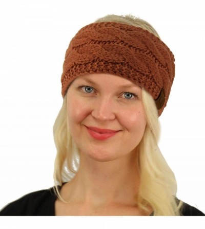 Cold Weather Headbands Winter Fuzzy Fleece Lined Thick Knitted Headband Headwrap Earwarmer - Solid Mauve - CK18I4DG42L $12.60