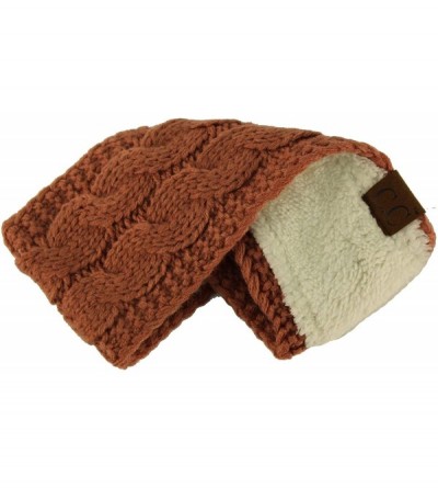 Cold Weather Headbands Winter Fuzzy Fleece Lined Thick Knitted Headband Headwrap Earwarmer - Solid Mauve - CK18I4DG42L $12.60