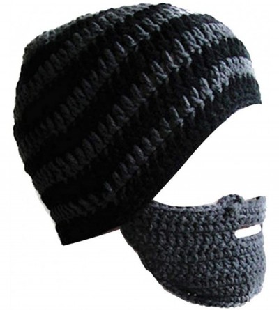 Skullies & Beanies Windproof Ski Mask Warm Knitted Beanie Hat Cap - Grey & Grey Mask - CM12N72KAUA $8.10