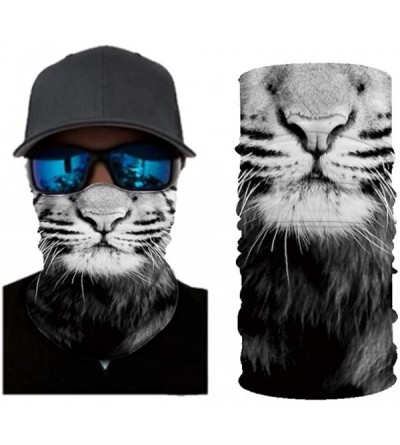 Balaclavas Cool Wolf Lion Print Bandana Balaclava Face Mask Neck Gaiter Scarf Headband for Men Women - White Tiger - CJ197XN6...