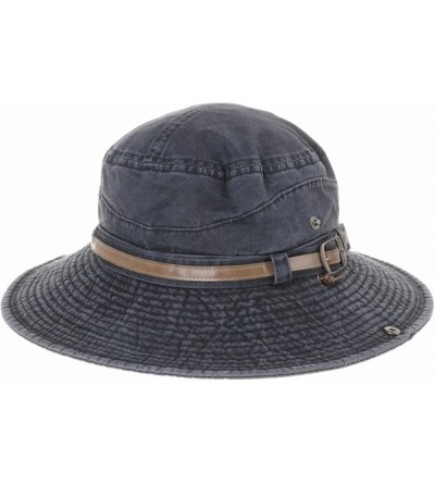 Sun Hats Boonie Bush Hat Wide Brim Faux Leather Band Side Snap DW8340 - Black - CZ12HS7EYFV $50.66
