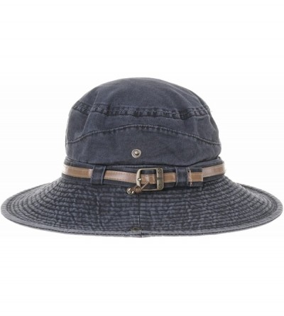 Sun Hats Boonie Bush Hat Wide Brim Faux Leather Band Side Snap DW8340 - Black - CZ12HS7EYFV $45.84