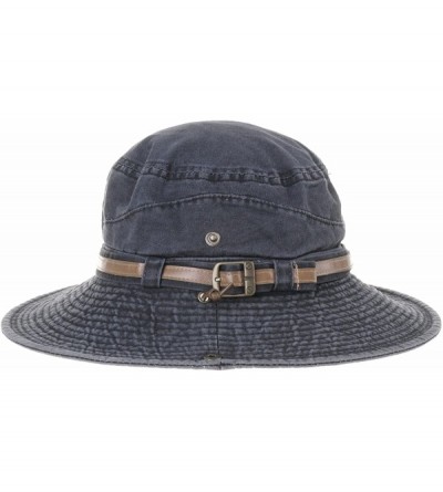 Sun Hats Boonie Bush Hat Wide Brim Faux Leather Band Side Snap DW8340 - Black - CZ12HS7EYFV $24.12