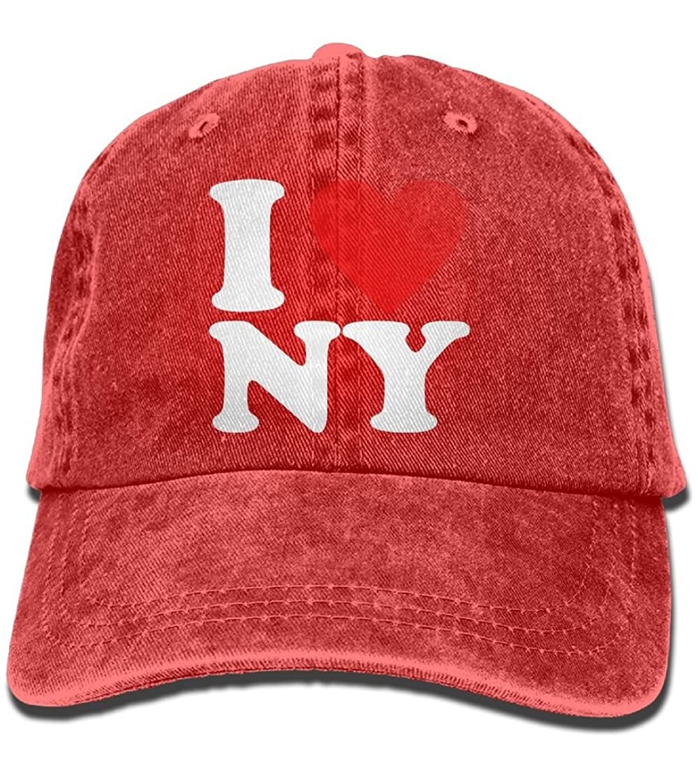Baseball Caps Men's/Women's Adjustable Denim Fabric Baseball Caps I Love NY New York Plain Cap - Red - CU18IGNR9O5 $14.37