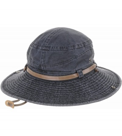 Sun Hats Boonie Bush Hat Wide Brim Faux Leather Band Side Snap DW8340 - Black - CZ12HS7EYFV $24.12