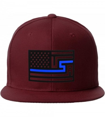 Baseball Caps USA Redesign Flag Thin Blue Red Line Support American Servicemen Snapback Hat - Thin Blue Line - Burgundy Cap -...