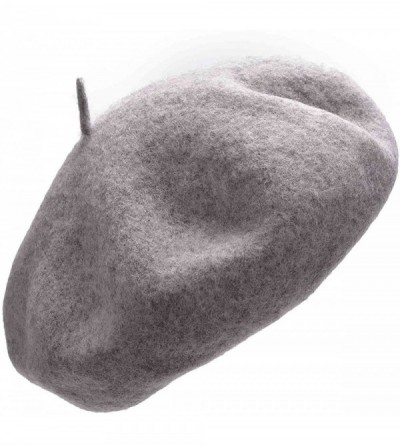 Berets Womens French Artist 100% Wool Beret Flat Cap Winter Warm Painter Hat Y63 - Light Gray - CY186ZQA3IE $14.11