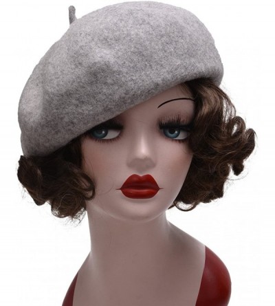 Berets Womens French Artist 100% Wool Beret Flat Cap Winter Warm Painter Hat Y63 - Light Gray - CY186ZQA3IE $14.11