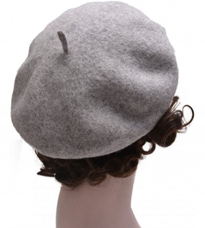 Berets Womens French Artist 100% Wool Beret Flat Cap Winter Warm Painter Hat Y63 - Light Gray - CY186ZQA3IE $14.11