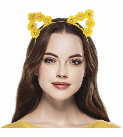 Headbands Girls Cat Ears Costume Floral Accessory Headband Adults - Yellow - C31859YGGTK $7.19