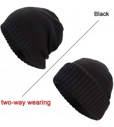 Skullies & Beanies Unisex Men Women Winter Knit Warm Hat Ski Baggy Slouchy Beanie Skull Cap - Black - C518HT8UOY4 $11.36