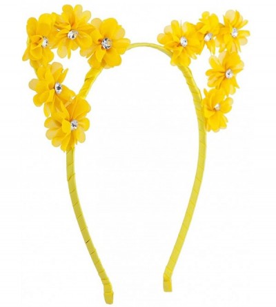 Headbands Girls Cat Ears Costume Floral Accessory Headband Adults - Yellow - C31859YGGTK $7.19