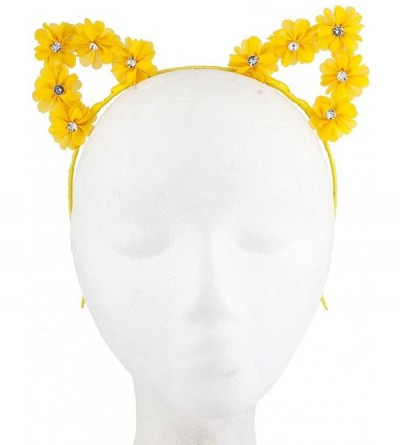 Headbands Girls Cat Ears Costume Floral Accessory Headband Adults - Yellow - C31859YGGTK $7.19