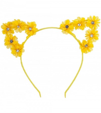 Headbands Girls Cat Ears Costume Floral Accessory Headband Adults - Yellow - C31859YGGTK $7.19