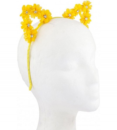 Headbands Girls Cat Ears Costume Floral Accessory Headband Adults - Yellow - C31859YGGTK $7.19