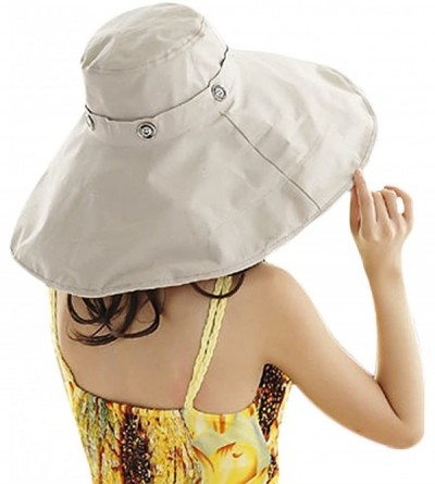 Sun Hats Womens Summer Wide Brim Sun Hats Floppy Foldable Beach Bucket Hat UPF 50+ - Beige - CZ12IYF87QN $22.68