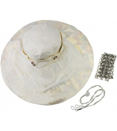 Sun Hats Womens Summer Wide Brim Sun Hats Floppy Foldable Beach Bucket Hat UPF 50+ - Beige - CZ12IYF87QN $22.68