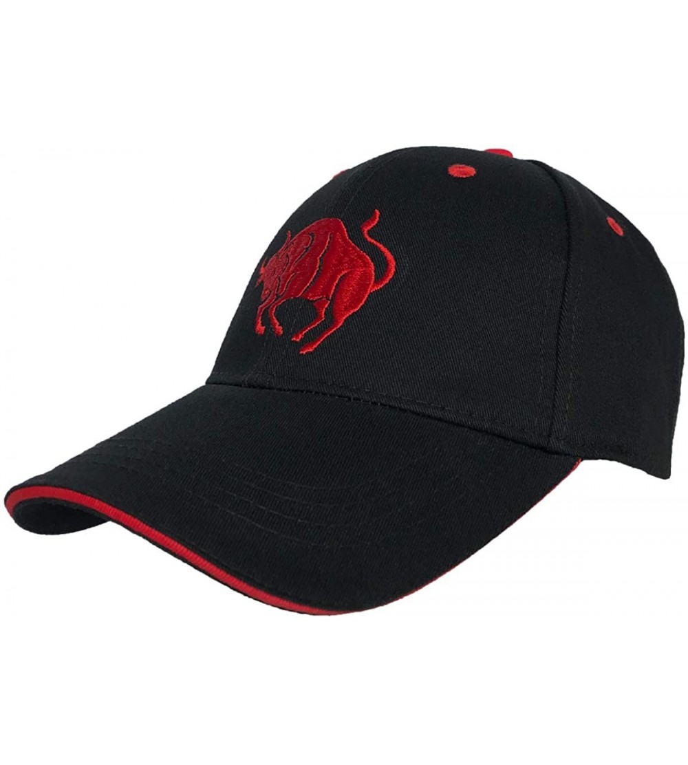 Baseball Caps 100% Cotton Baseball Cap Zodiac Embroidery One Size Fits All for Men and Women - Taurus/Red - C518RMK9RXH $12.64