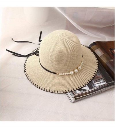 Sun Hats Cute Girls Sunhat Straw Hat Tea Party Hat Set with Purse - Beige 5 - CW193TN0XKT $10.90