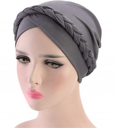 Skullies & Beanies Chemo Cancer Turbans Cap Twisted Braid Hair Cover Wrap Turban Headwear for Women - Single Braid Orange - C...