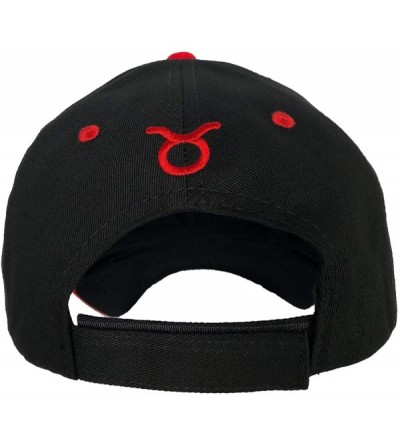 Baseball Caps 100% Cotton Baseball Cap Zodiac Embroidery One Size Fits All for Men and Women - Taurus/Red - C518RMK9RXH $12.64