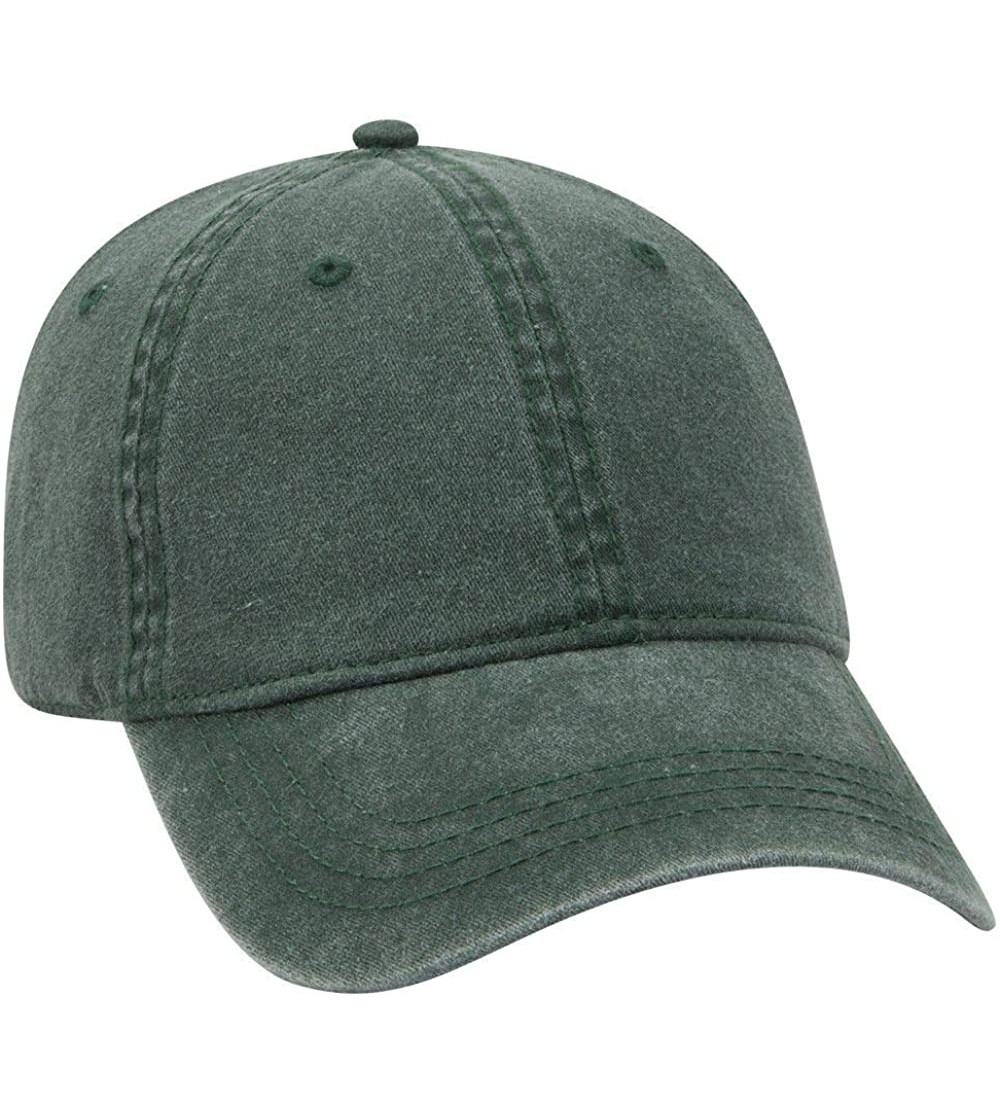 Baseball Caps 6 Panel Low Profile Garment Washed Pigment Dyed Baseball Cap - Dk. Green - CX12IVB9M7D $9.23