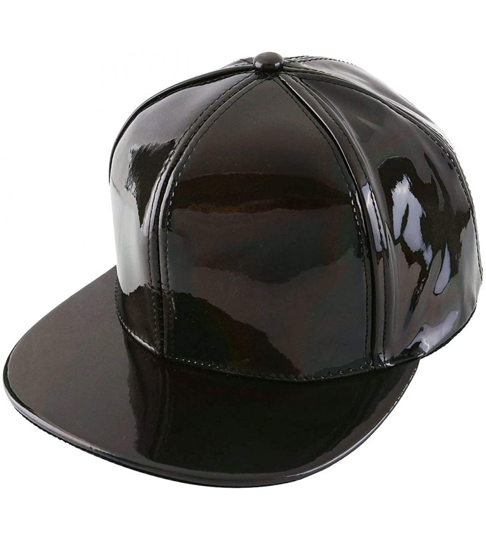 Baseball Caps Unisex Hip-hop Snapback Hat Hologram Laser Outdoor Flat Brim Baseball Cap - Black - CX18I2DNEG5 $13.05