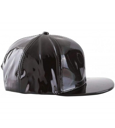 Baseball Caps Unisex Hip-hop Snapback Hat Hologram Laser Outdoor Flat Brim Baseball Cap - Black - CX18I2DNEG5 $13.05