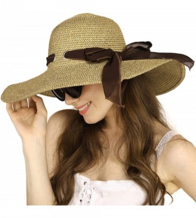 Sun Hats Women Sun Beach Hat Straw Hat for Wide Brim Adjustable UV Protection Summer Roll up Fashion Big Cap UPF 50+ - C018SK...