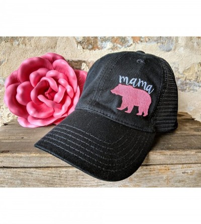 Baseball Caps Women's- Customized- Mama Bear High Ponytail Baseball Cap - Black/Customized - CO18GLAUM7X $22.05