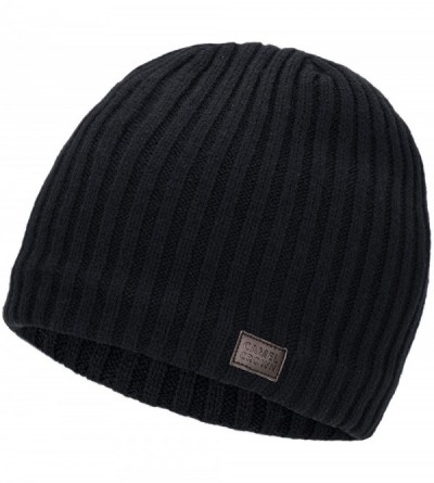 Skullies & Beanies Beanie Hat for Men Women - Stretch & Soft Cable Knit Skull Cap Winter Warm Hats - Dark Black - C818W5DIMG6...