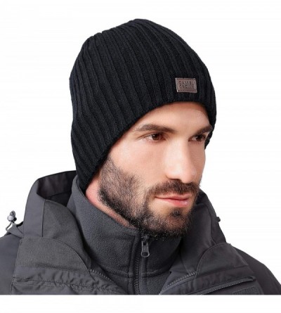 Skullies & Beanies Beanie Hat for Men Women - Stretch & Soft Cable Knit Skull Cap Winter Warm Hats - Dark Black - C818W5DIMG6...