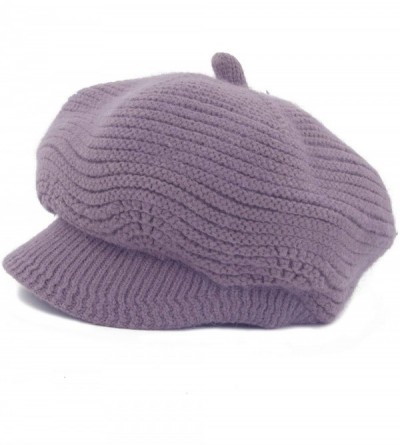 Skullies & Beanies Women's Winter Warm Slouchy Cable Knit Beanie Skull Hat with Visor - A-light Purple - CO18HKLZMAW $14.97