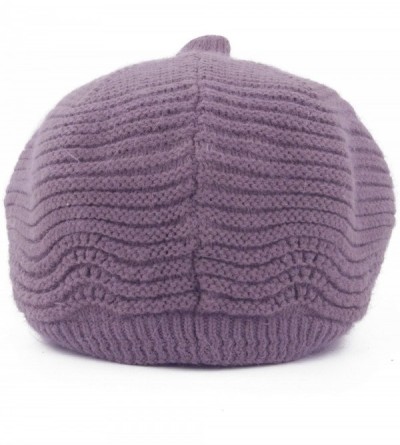 Skullies & Beanies Women's Winter Warm Slouchy Cable Knit Beanie Skull Hat with Visor - A-light Purple - CO18HKLZMAW $14.97