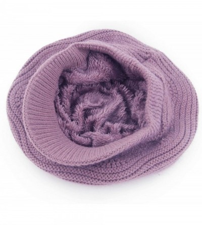 Skullies & Beanies Women's Winter Warm Slouchy Cable Knit Beanie Skull Hat with Visor - A-light Purple - CO18HKLZMAW $14.97