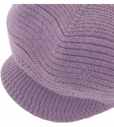 Skullies & Beanies Women's Winter Warm Slouchy Cable Knit Beanie Skull Hat with Visor - A-light Purple - CO18HKLZMAW $14.97